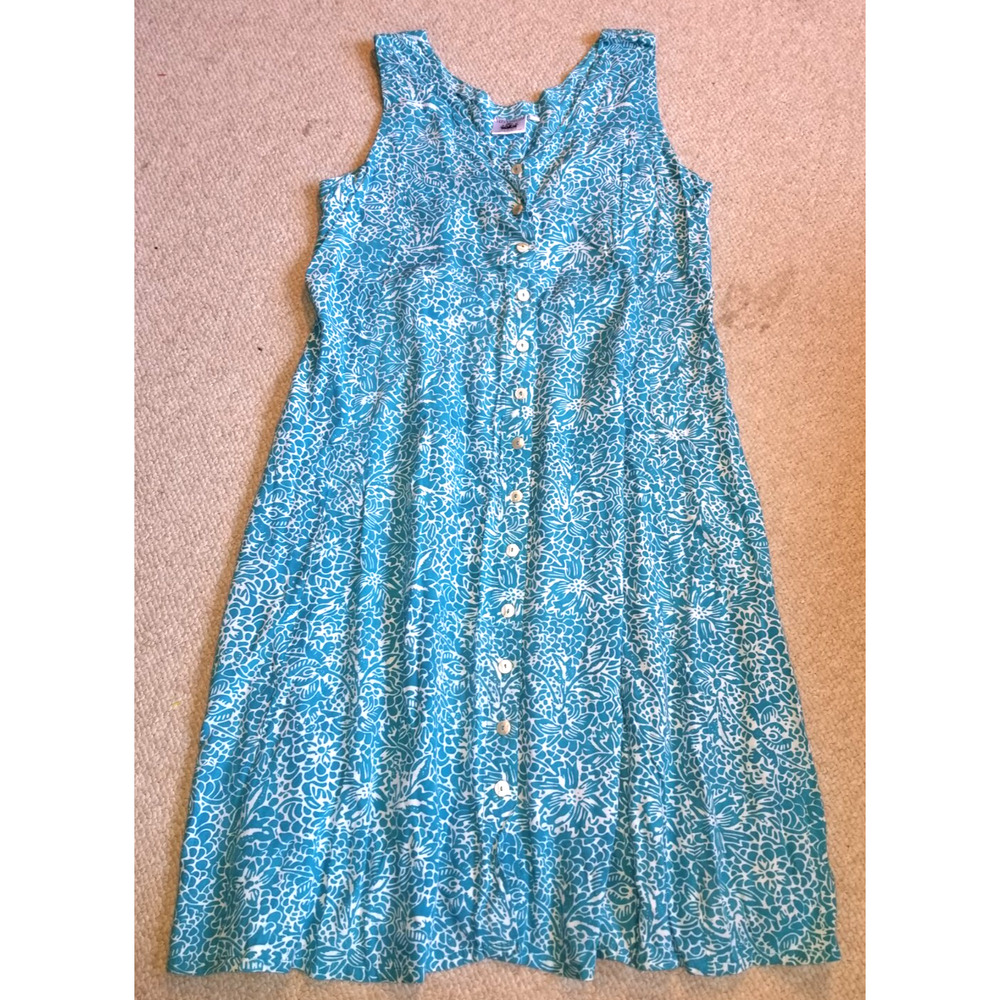 NWOT Womens Dress-VERY VINEYARD-Martha's Vineyard-blue/white floral midi Batik-S